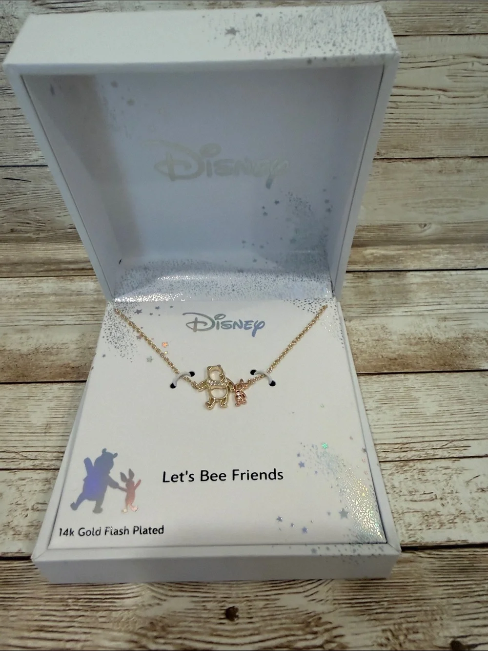 Disney Iridescent White Jewelry Box with Star Accents 16” NEW